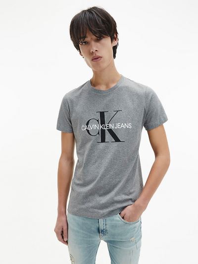 Calvin Klein Ruhák HU189249 | Calvin Klein Slim Logo Férfi Póló Szürke